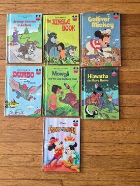 7 Vintage Walt Disney Kids Hardback Books